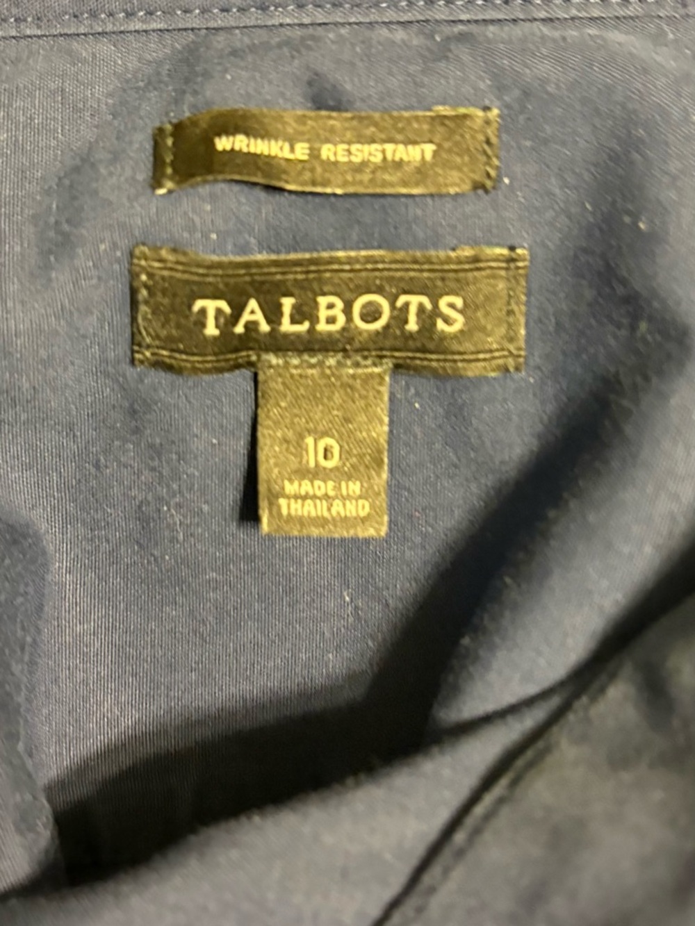 TALBOTS Navy Button-Down Sleeveless Shirt, Size: 10 - Picture 6 of 8